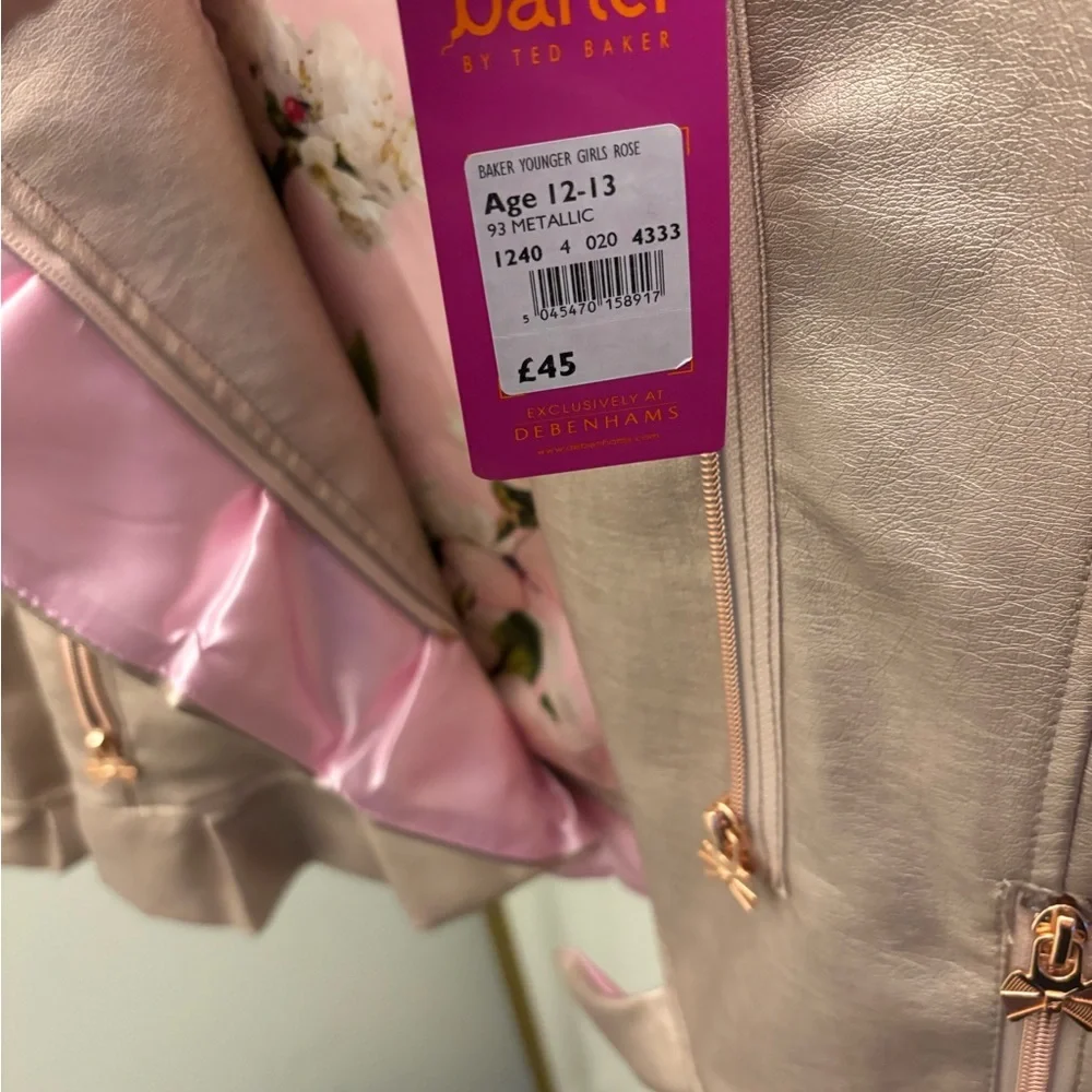 Ted Baker Girl's Rose Gold Faux Leather Jacket - Ages 12-13 - NWT slight wear